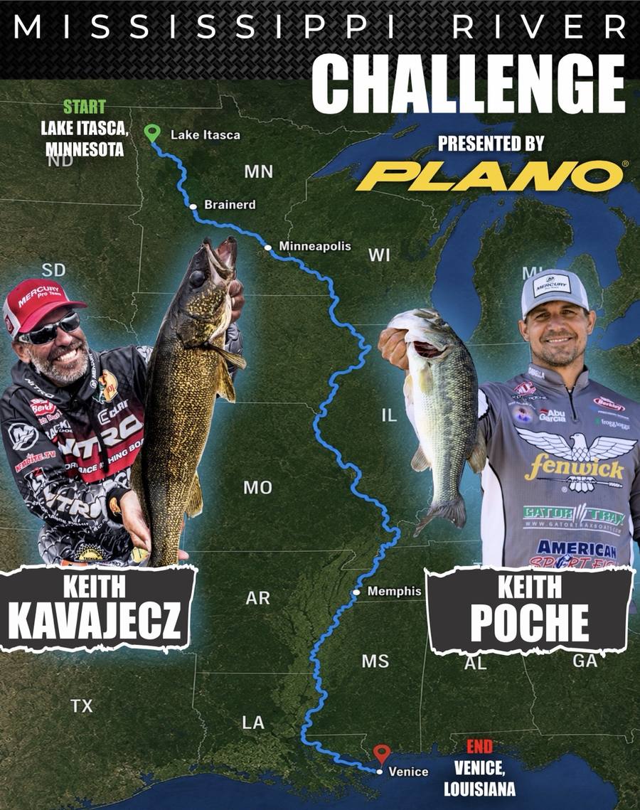 Mississippi River Challenge route from Lake Itasca, Minnesota to Venice, Louisiana